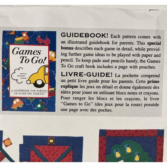 1990s Vogue Craft 1177 Games To Go 14" Fabric Travel Game Book Sewing Pattern FF - Picture 5 of 6